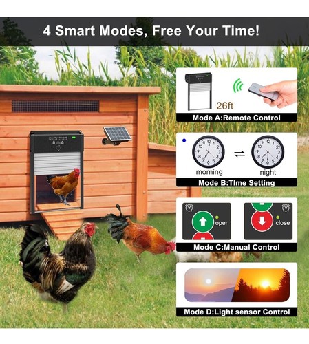 Automatic Chicken Coop Door with Timer, Light Sensor and Remote Control - Picture 2 of 8