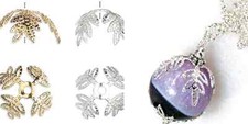 Bead Cap, 10 OR 100 Gold OR Silver 15x10mm Filigree Leaf to Fit 15-18mm Beads