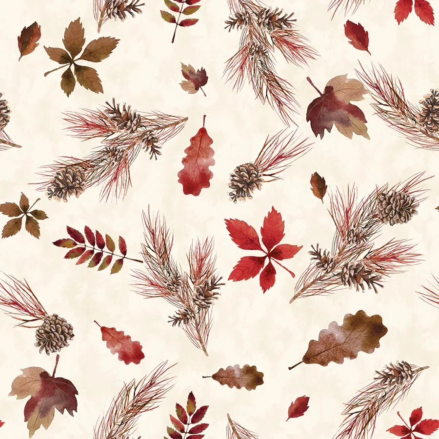 Tela de edredón Merry Beary Woodland a rayas, por 44" de ancho Foto 3 de 4