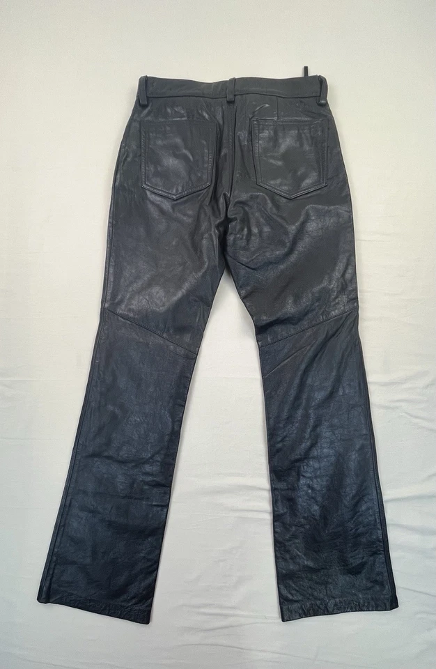 Gap Boot Cut Pants Women's Size 6 Black Genuine Leather Mid Rise Biker - Image 2 of 4