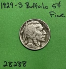 1929-S Buffalo 🦬 Indian Head Nickel 5c Fine
