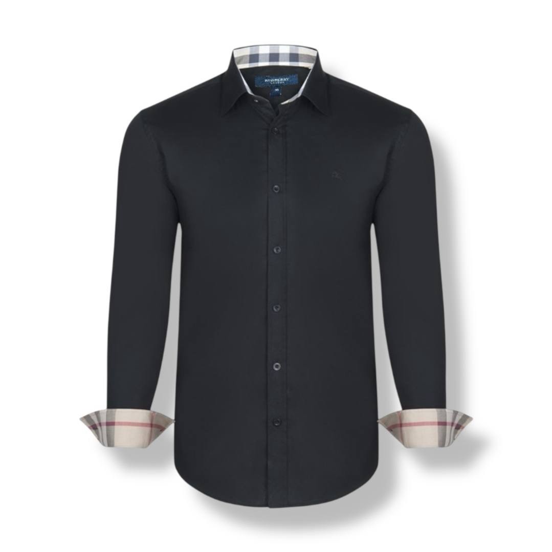 SAINT LAURENT Camicia uomo vintage Burberry Brit nera dettagli Novacheck cotone taglia M