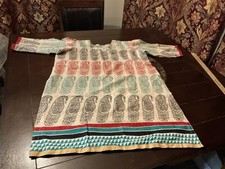 Cotton Paisley Flower salwar kameez with dupatta Set, 46  Bust, 37  Long, Great