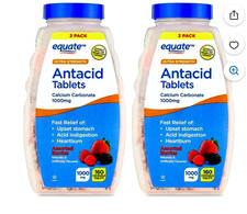 Value Pack 2 x Equate Ultra Strength Tropical Fruit Antacid Chewable Tablets 160