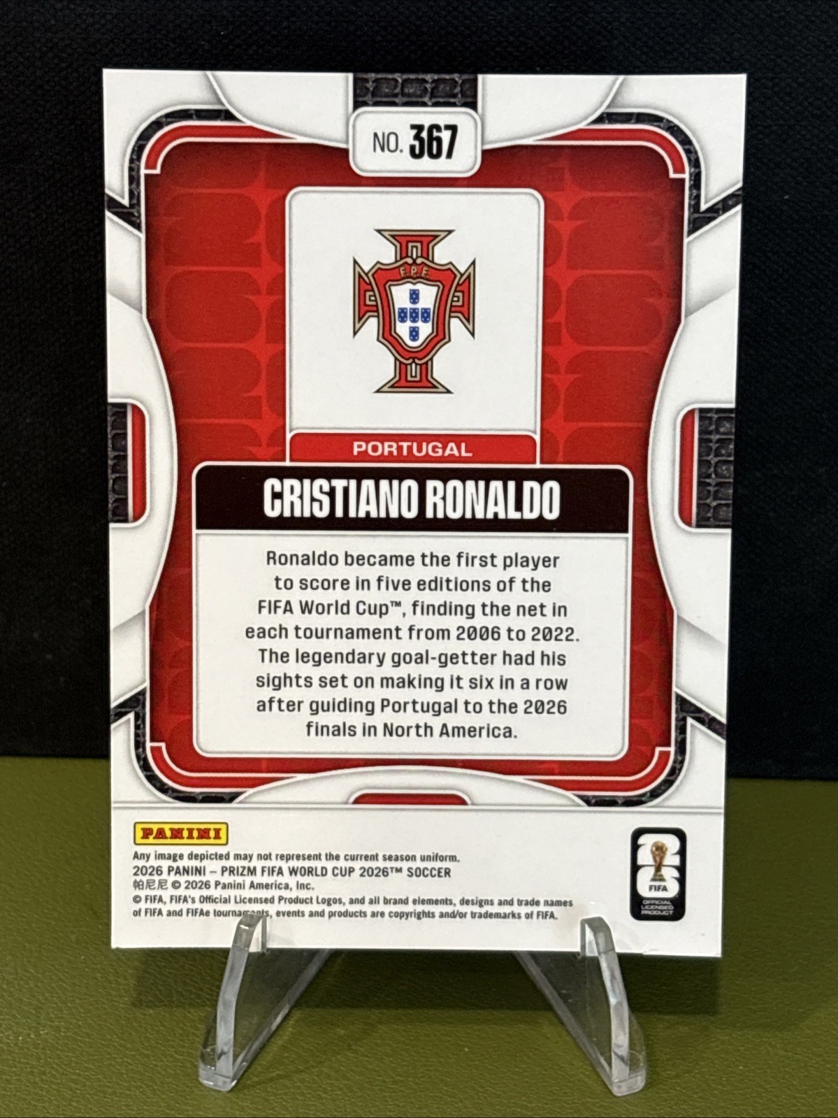 Cristiano Ronaldo 2026 Panini Prizm FIFA World Cup #367 Portugal view 2