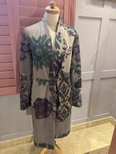 ETRO GREY PATTERNED WOOL COAT UK8-10