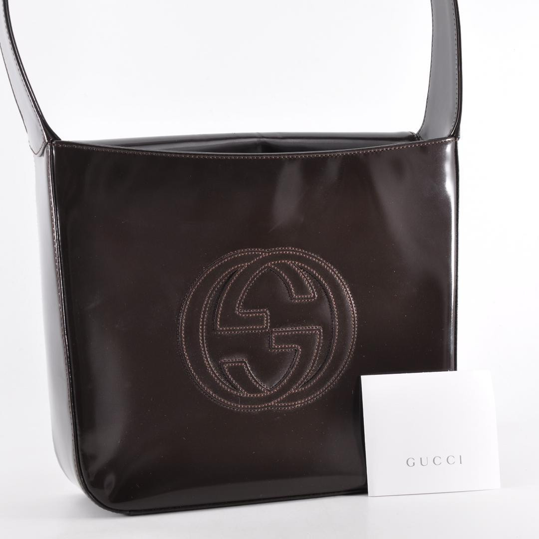 Gucci OneShoulder Bag Black Leather Medium Authentic /Used++