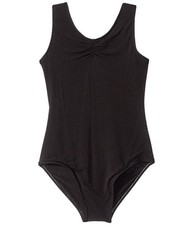 Flo Active Tank Leotard Girls 14 Black Sequin Ruched Scoop Neck One Piece DDR562