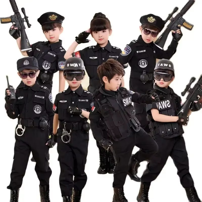 Disfraces de Cosplay de Policía para Niños Fiesta Carnaval Uniforme Especial de Policía Ha