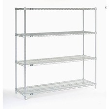 Nexel 4 Tier Chrome Wire Shelving Starter Unit 48"W x 12"D x 86"H