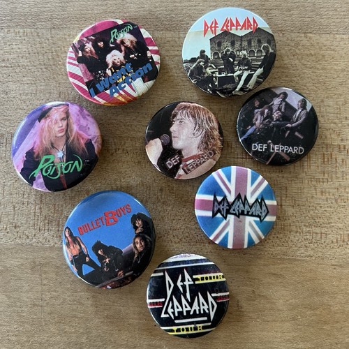 Vintage Def Leppard, Poison & Bullet Boys 1980s Button Pin Badges Rock Lot of 8 - Bild 1 von 5