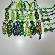 20Pcs Variety St. Patrick's Day Dog Necktie Bowtie Clover Lucky Pet Grooming