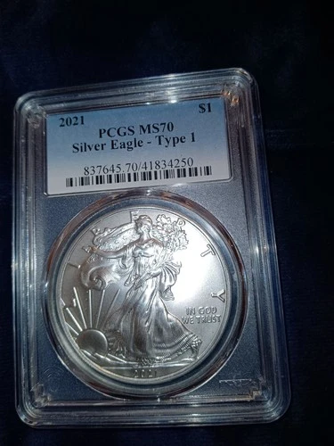 2021 $1 AMERICAN SILVER EAGLE PCGS MS70 TYPE 1 PREMIER LABEL