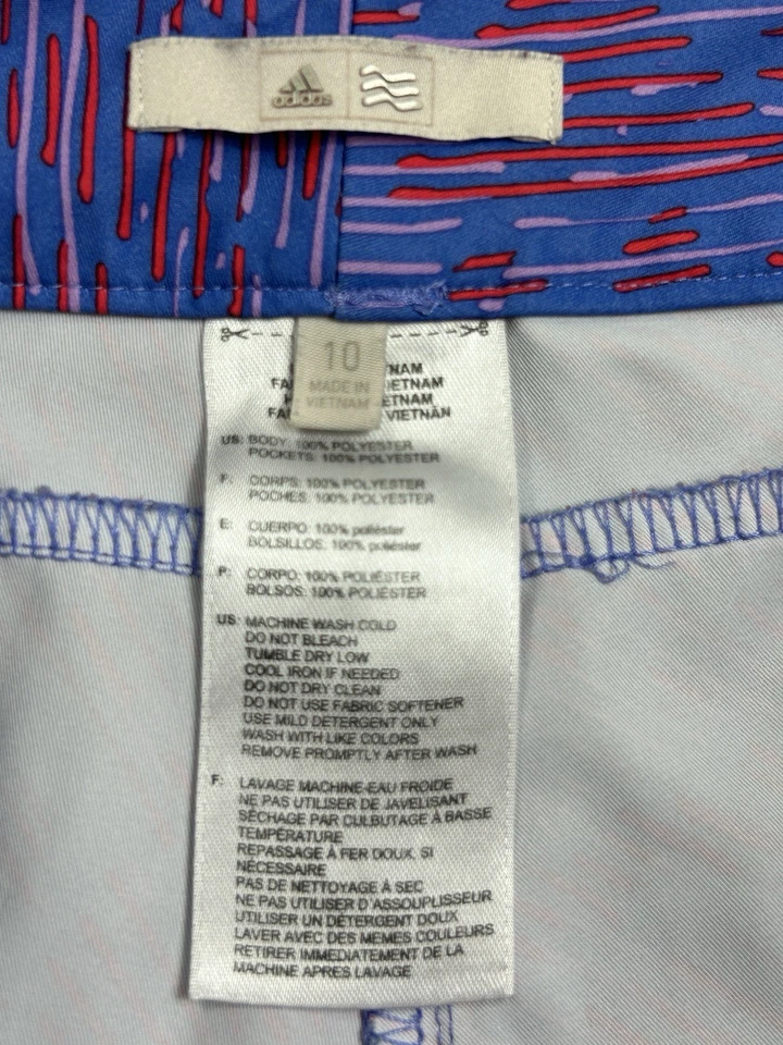 Adidas Golf Shorts Womens 10 Blue Pink Geometric Print Polyester Pockets - Image 4 of 4