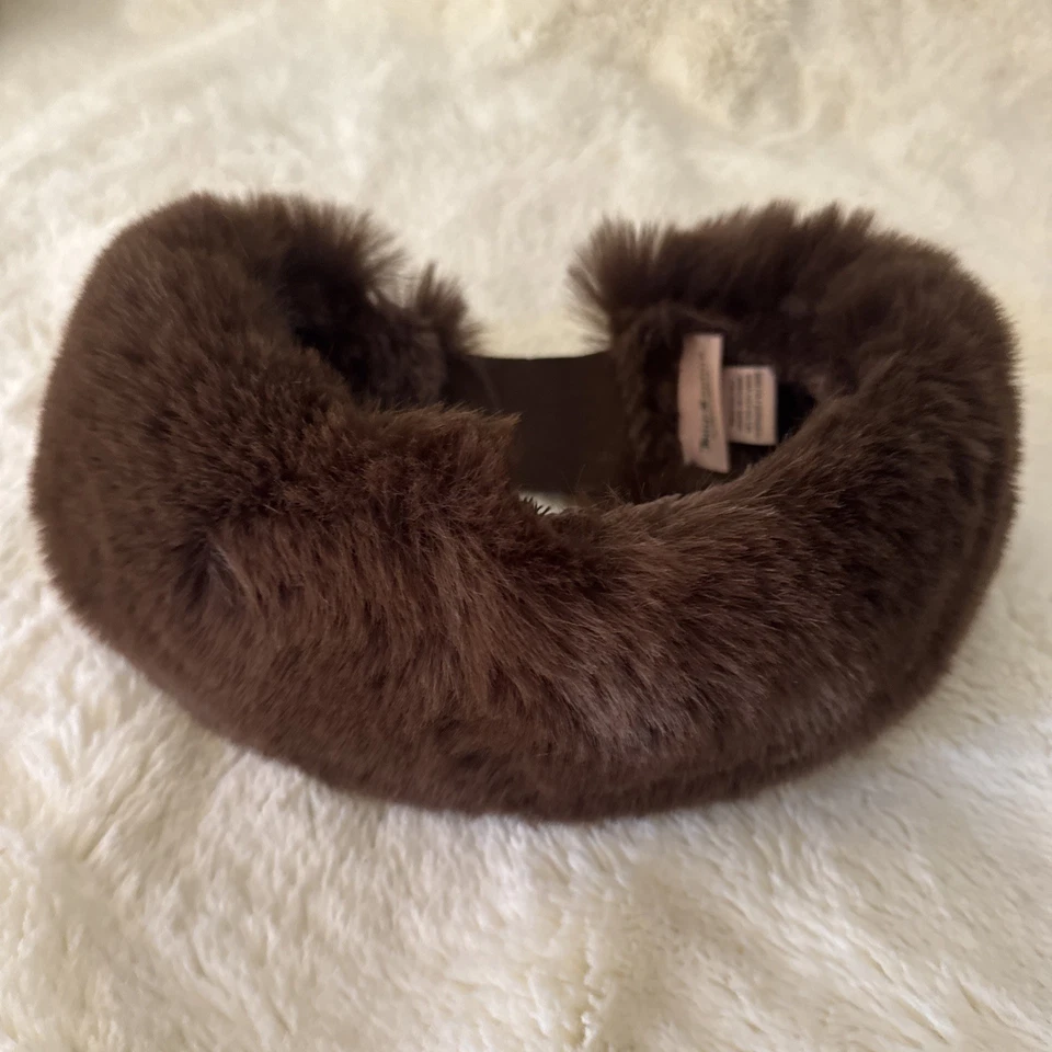 Juicy Couture JC Diadema Envoltura Bufanda Piel Sintética Suave Cálido Esquí Invierno Marrón-NW Etiqueta Foto 4 de 4