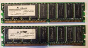 Infineon 64M X 72, 512MB DDR, 333, CL2.5, ECC SDRAM (X2)