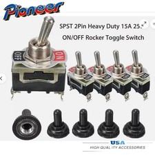 5 Pack Heavy Duty Toggle Switch with Waterproof Covers - 15A 250V Capacity