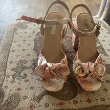 Primark Floral Platform Heeled Sandals - Size 4 Multi 