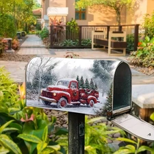 Mailbox Cover Magnetic Pickup Truck w/ Winter Snowflake Design Magnetic Standard