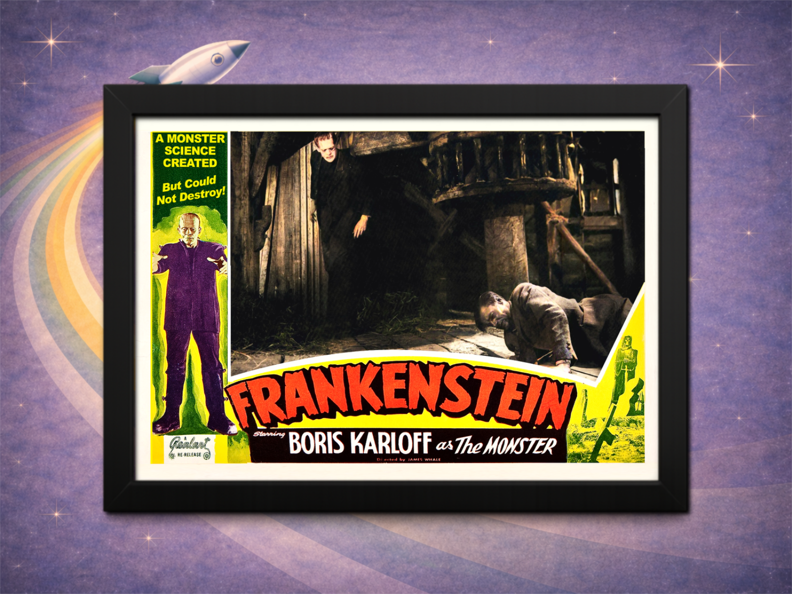 Framed Frankenstein – Monster in the Mill Framed Classic Horror Art ...
