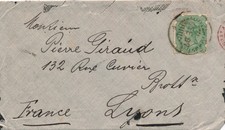 LETTRE INDE TWO ANNAS CALCUTTA POUR LYON CACHET ROUGE MODANE COVER INDIA