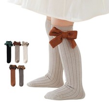 2 Pack Baby Girls Socks Bows Knee High Long Sock Cotton Children Socks Princess