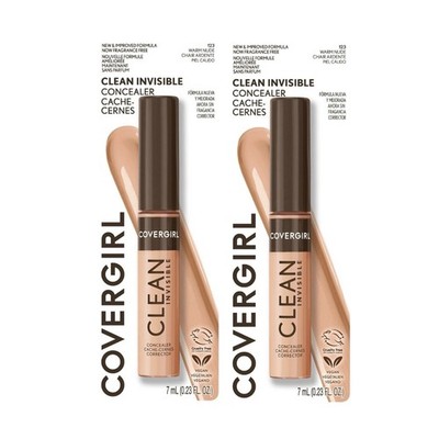 2 Pack Covergirl Clean Invisible Liquid Lightweight Concealer, 123 Warm Nude