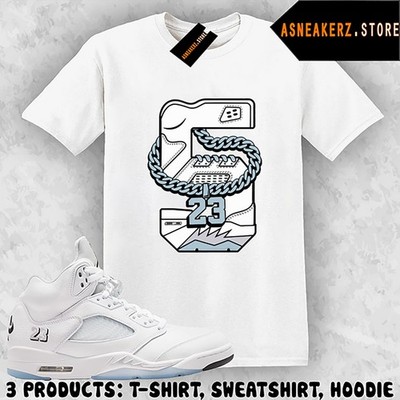 Shirt Matching AJ 5 White Metallic 2026 To Match Sneaker Retro Number 5s T-Shirt