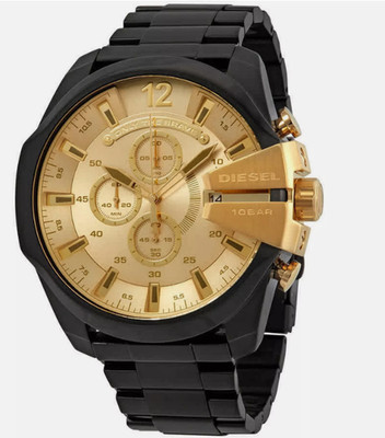 Diesel DZ4485 Mega Chief Chronograph Gold Zifferblatt Herrenuhr Authentisch 51mm