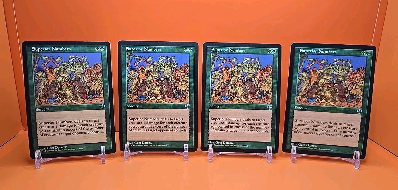 🟢🟢🟢 (4) 1996 MAGIC THE GATHERING SUPERIOR NUMBERS MIRAGE UNPLAYED 🟢🟢🟢