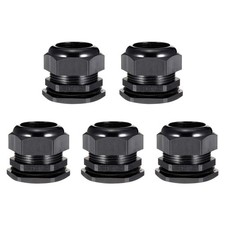 uxcell 5Pcs PG48 Cable Gland Waterproof Plastic Joint Adjustable PG48, Black 