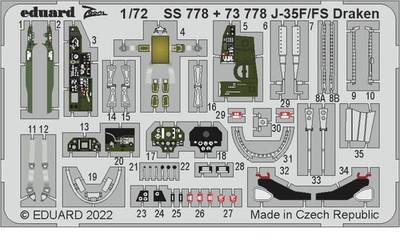 Eduard 1/72 Saab J-35F/FS Draken Detail set for Hasegawa/Hobby 2000 kits