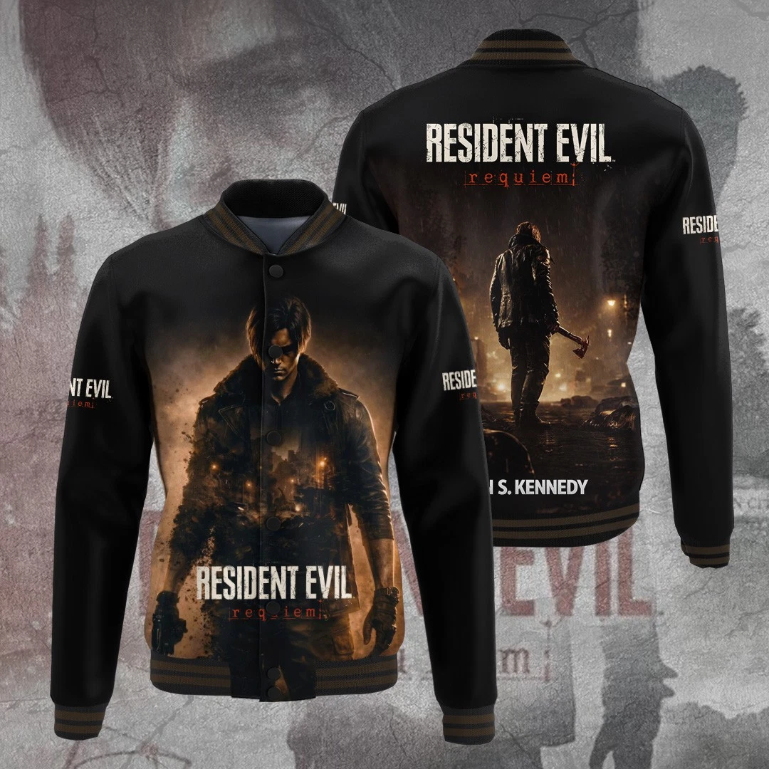 Resident Evil Requiem x Leon Scott Kennedy Varsity Jacket GNE5414.7 image 1