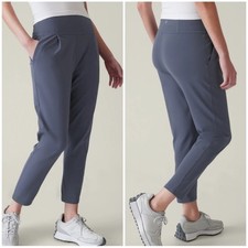 Athleta Pants Womens Small Blue Elation Pleated Tapered Yoga Nylon Athleisure