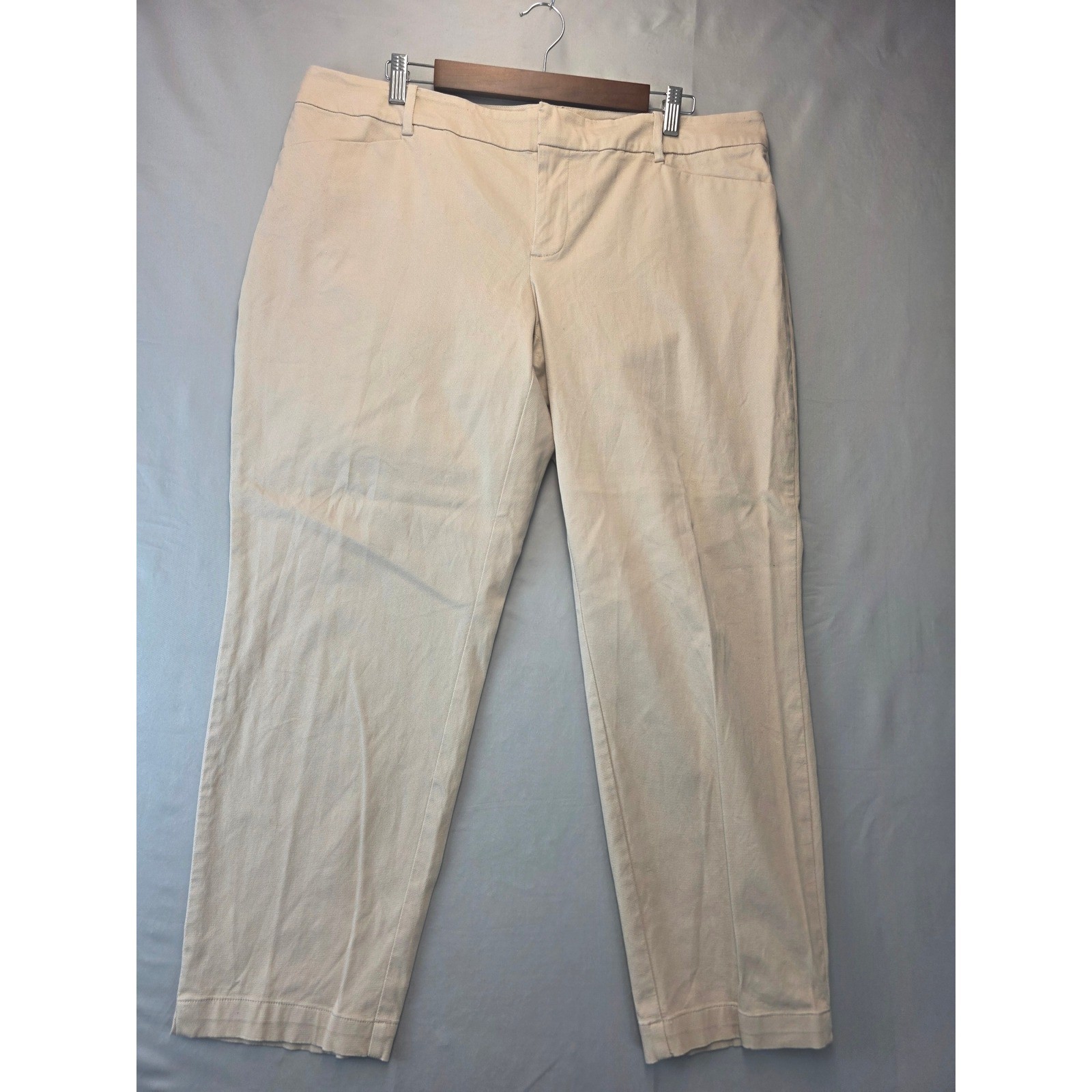 Lord & Taylor Kelly Ankle Pants Beige Tan Textured Straight Leg 14W