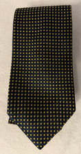 Brooks Brothers 346 Silk Tie Navy Gold Check Grid USA Made Thick Classic