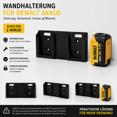 Akkuhalter DeWALT 18V 20V MAX Wandhalterung Akkuhalterung 2-fach