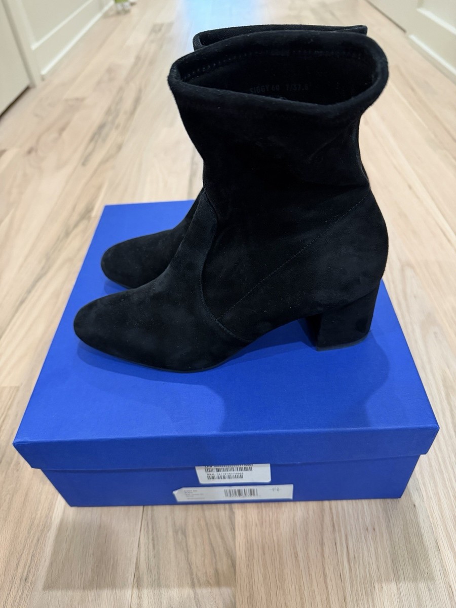 Stuart Weitzman Siggy 60 Black Suede Booties Size 37.5 View 2