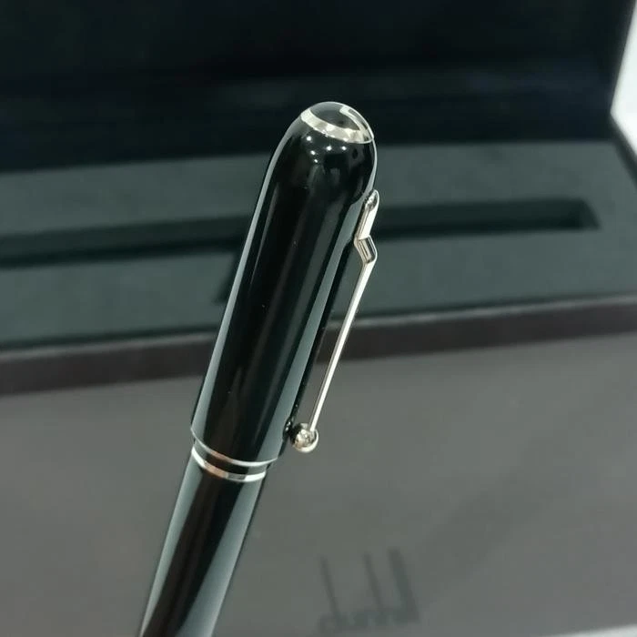 NOS Dunhill Sidecar Ballpoint Pen Silver Black Resin with Original Box VP124 - Image 2 of 4