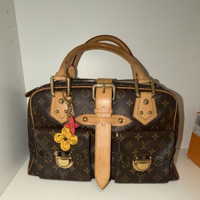 Louis Vuitton Manhattan Monogram Satchel Top Handle Zip Buckle Gold HW Charm