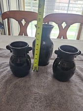 SET OF 3 BLACK AMETHYST VASES