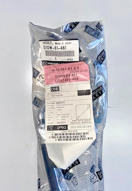 Manguera de descarga genuina Mazda CX-3 2016-2021, PIEZA NUEVA DE FABRICANTE ORIGINAL, NÚMERO DE PIEZA D10W61461 Foto 2 de 4