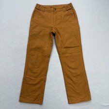 Carhartt Boys Youth Flannel Lined Canvas Pants sz 12 Adj. Waist BN8316-B GREAT1