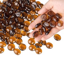 1LB Glass Marbles, Transparent and Smooth Flat Beads for 1 LB, Brown