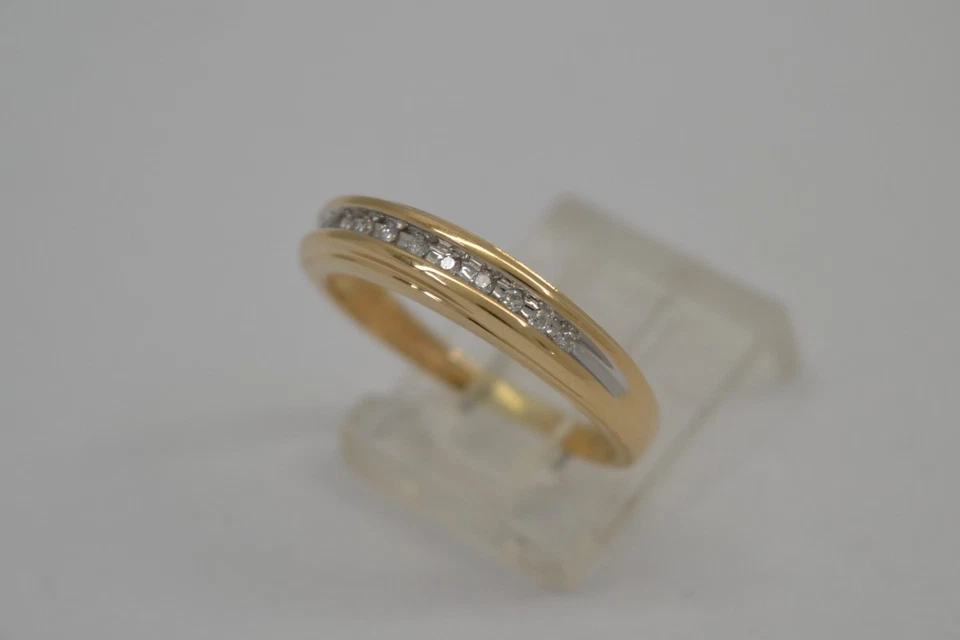 Alianza de boda de diamantes de 14K 11 diamantes de oro amarillo de 14K de 0,22 quilates de 3,5 g talla: (FCO022700) Foto 4 de 4