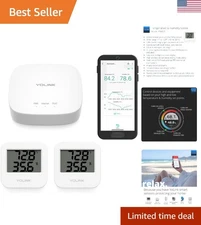 Smart Wireless Temperature & Humidity Sensors for Fridge and Pet Care - 2 Pack