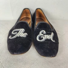 Stubbs & Wootton The End Velvet Loafers Womens 7 Black Slip On Smoking Preppy