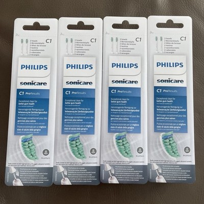 4 X 2 Philips Sonicare C1 ProResults Medium Weiße Bürstenköpfe HX6012/07