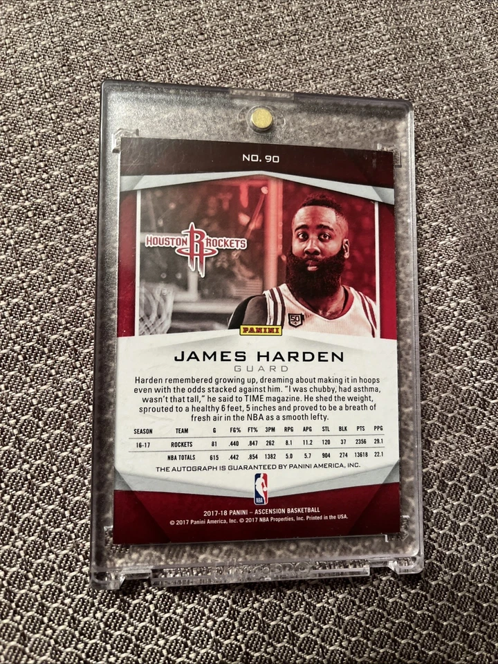 James Harden Auto Card 4/10 #90 Rockets 2017-18 Panini Ascension  - Image 3 of 4