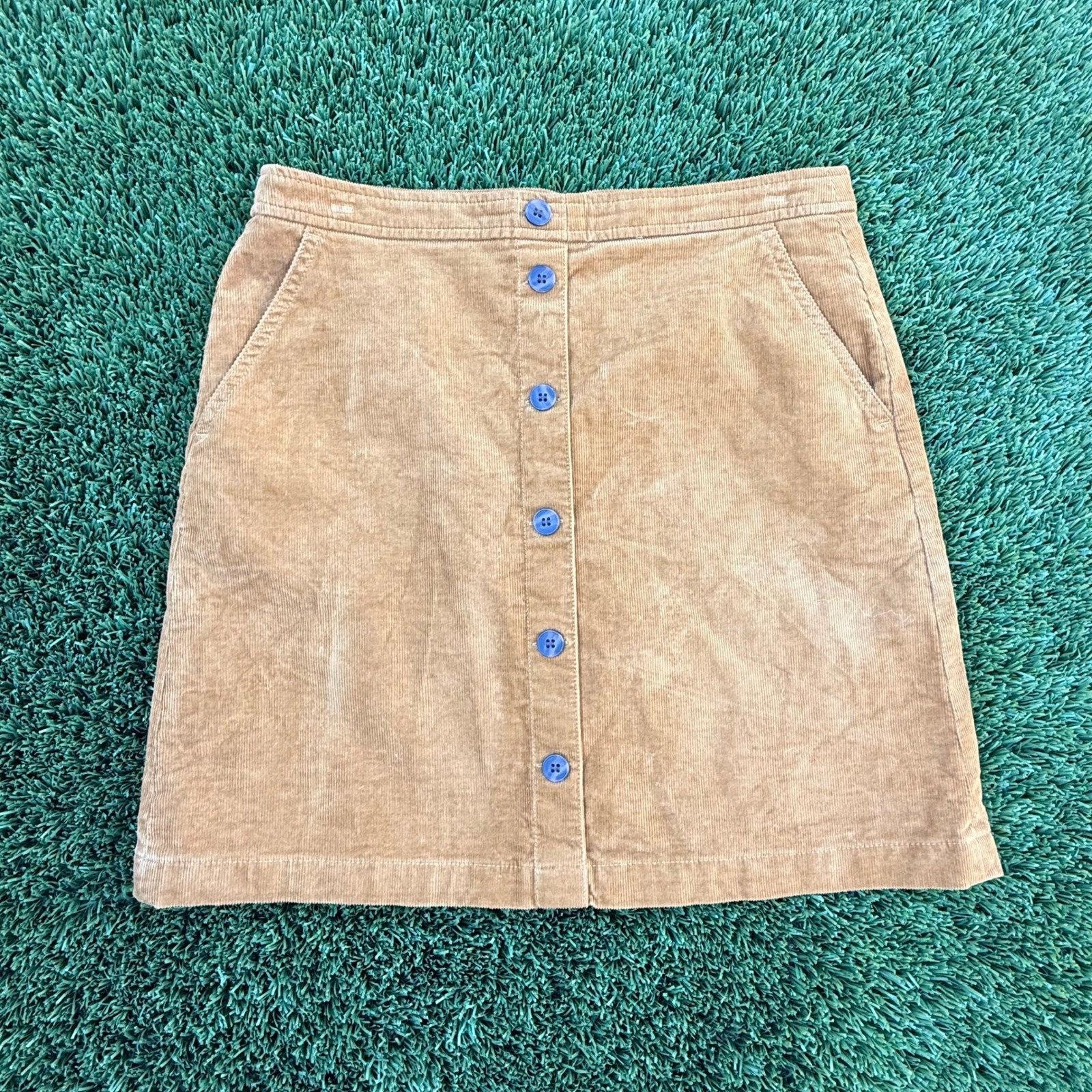 J.Crew Corduroy Button Front Mini Skirt Camel Tan BA838 Womens 8